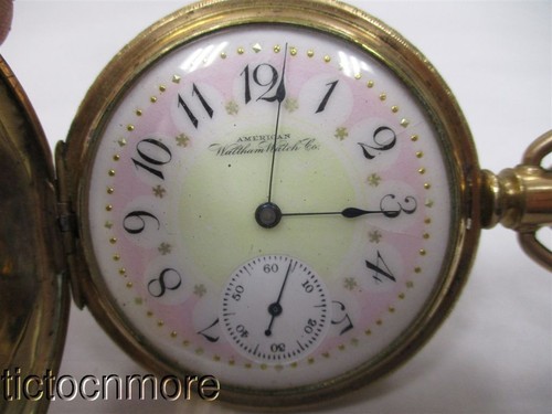 ANTIQUE WALTHAM GRADE 20 FANCY PAINTED DIAL 16s FISHING HUNTER POCKET WATCH 1893