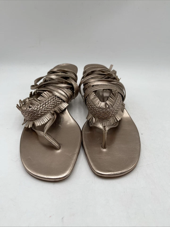 Sandalias Christian Dior de tacón envolvente al tobillo con punta abierta de cuero dorado rosa para mujer 39’s Foto 2 de 4