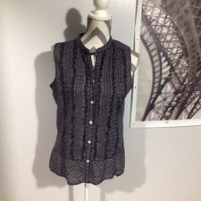 Banana Republic Ruffle Sleeveless Button And Tie Front Shirt M