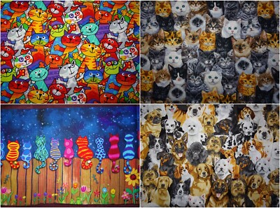 Timeless Treasure Katze Bunt Hund Fotodruck Baumwolle Meterware Stoff Webware