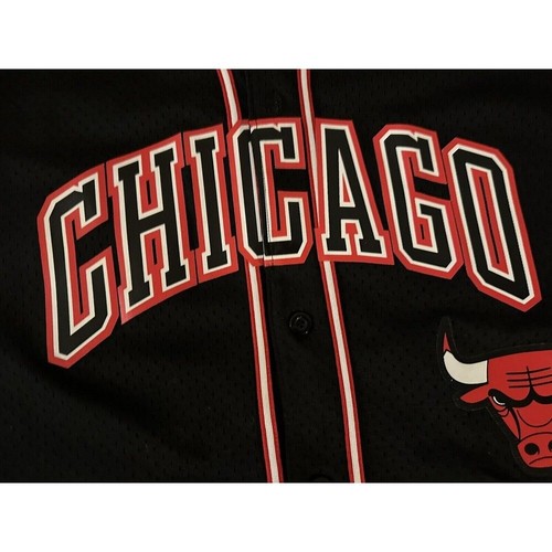 Maglia Pro Standard Chicago Bulls NBA con bottoni nera toppe ricamate - Foto 2 di 12