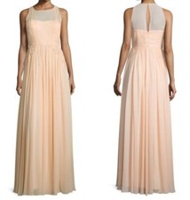 Donna Morgan 134121 Womens Apricot Penelope Chiffon A-Line Gown Dress Size 8