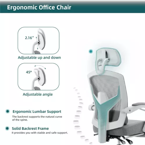 Ergonomic Mesh Office Chair w/ 3D Armrests,High Back, Wheels Office Ergo 3D - Bild 11 von 18