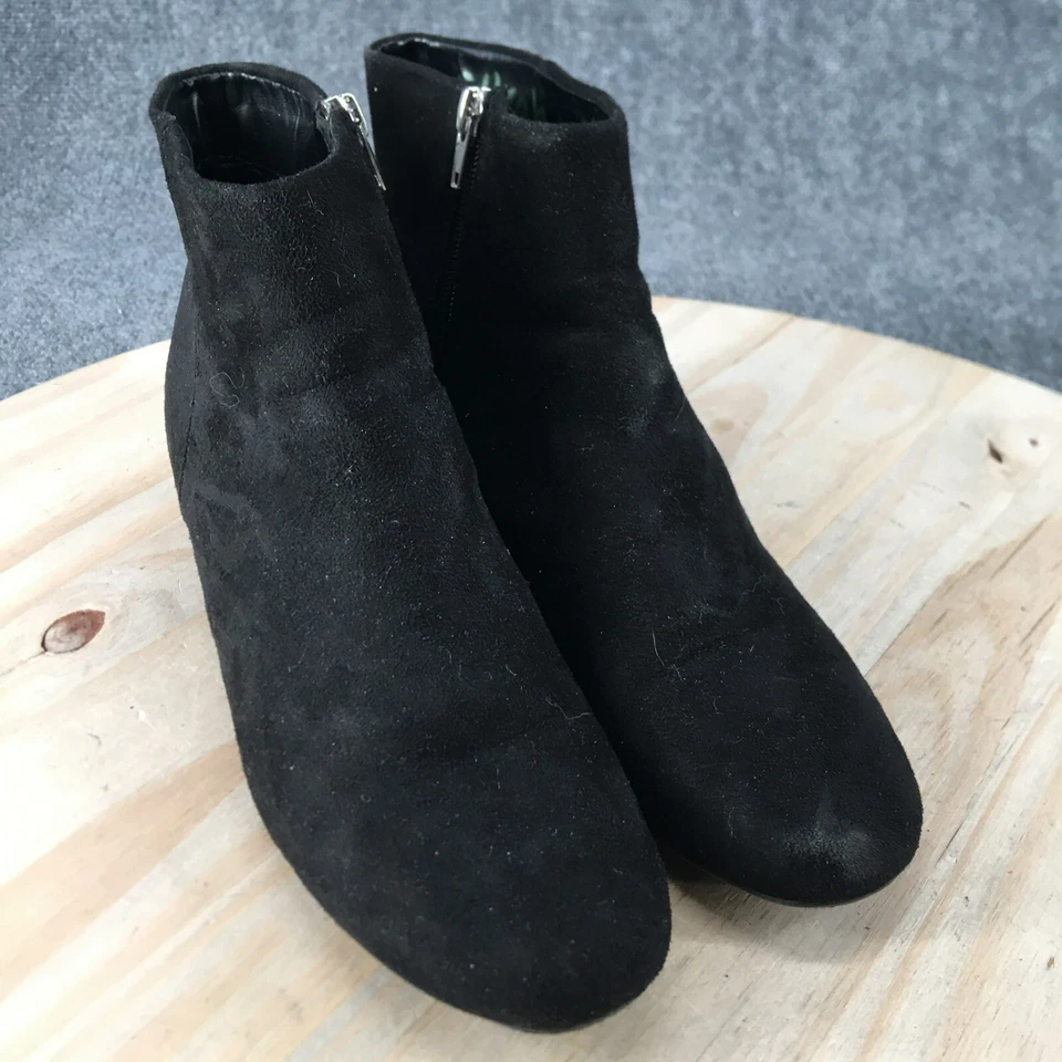 J. Adams Botas Mujer 9 Botines Negro Imitación Cuero Cremallera Lateral Tacones Bloque Foto 3 de 4