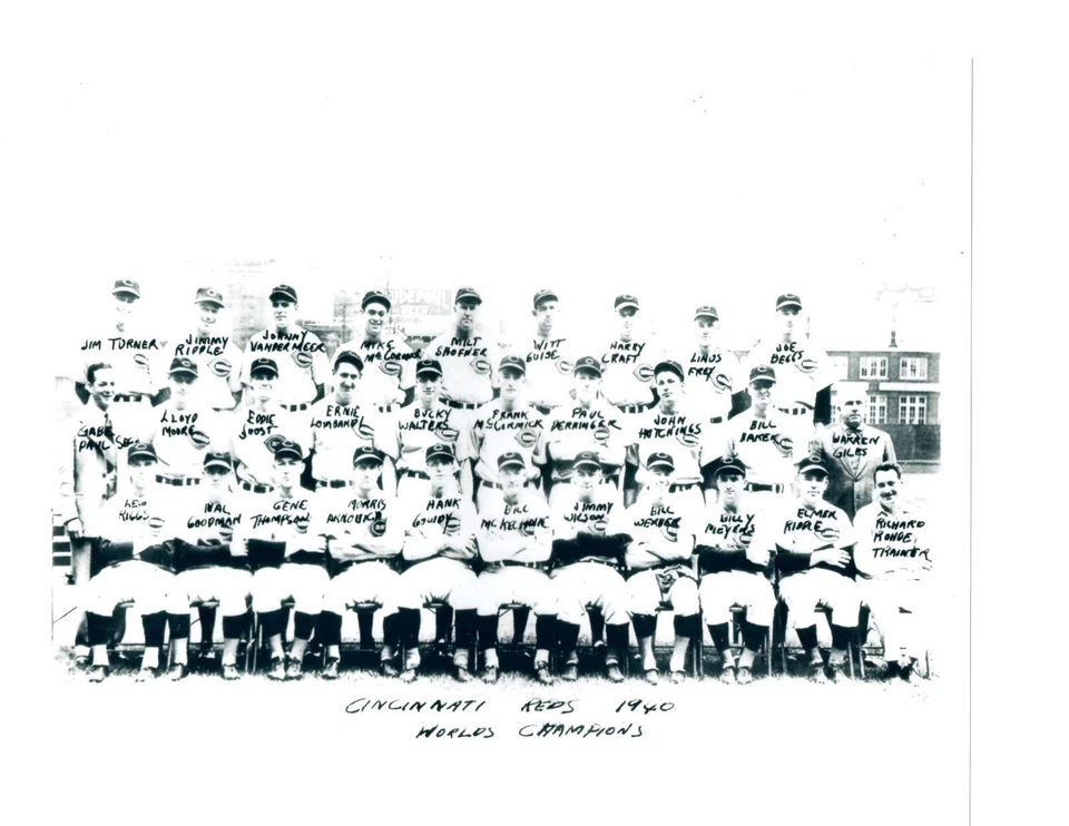 1940 WORLD CHAMPIONS CINCINNATI REDS 8X10 TEAM PHOTO BASEBALL HOF USA