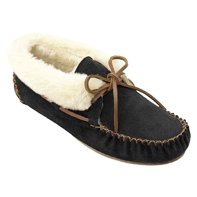 Minnetonka Womens Chrissy Slipper Bootie Black Tan Size 6 eBay
