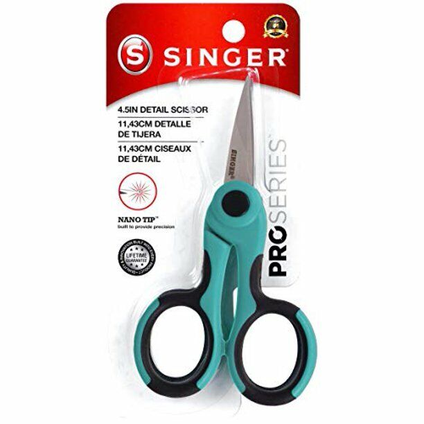 Singer 00557 4-1/2-Inch ProSeries Detail Scissors with Nano Tip Teal Color New