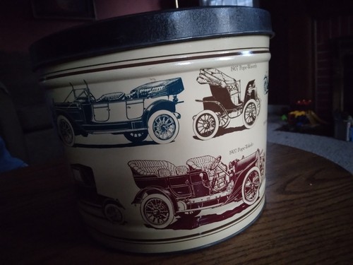 BERTELS CAN CO. LARGE TIN FEATURING ANTIQUE CARS MADE IN PA - Picture 2 of 6