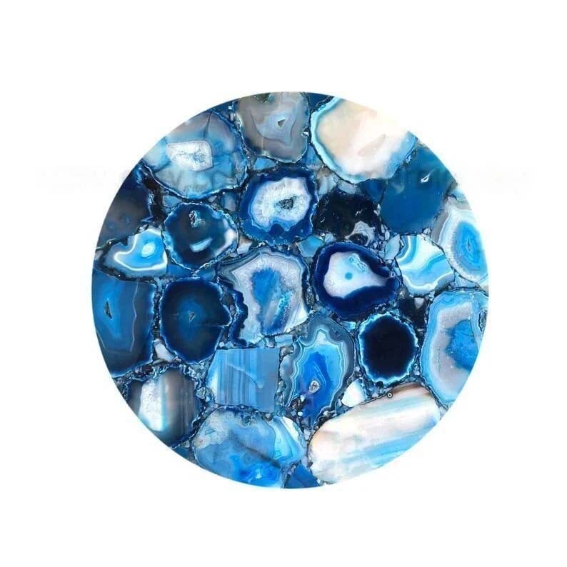 Blue Agate Round Coffee Table Kitchen Bar Counter Slab
