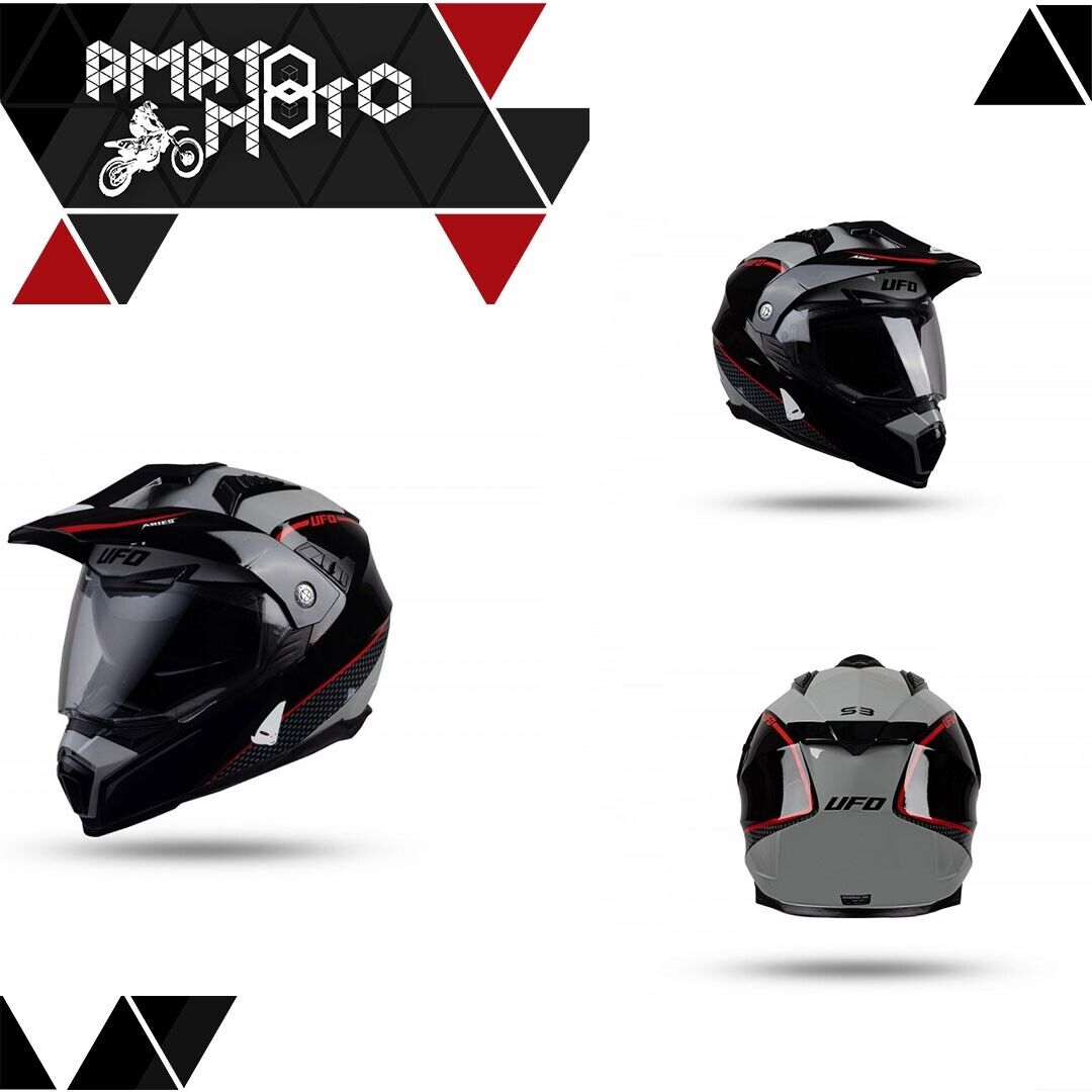 CASCO UFO MOTOCROSS ENDURO FUORISTRADA TRIAL QUAD OFFROAD MTB ARIES CON VISIERA