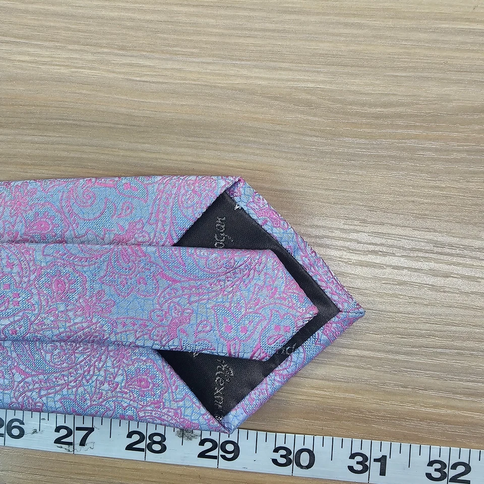 Paisley Tie Mens Blue Pink TIEMART Jacquard Pastel Western Boho ALEXANDER LOGAN - Image 3 of 4