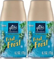 LOT OF 2 GLADE AUTOMATIC SPRAY REFILLS Air Freshener FIRST FROST EUCALYPTUS LTD