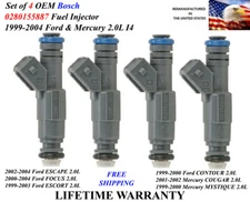 Set of 4 OEM Bosch Genuine Fuel Injector For 2000-2004 Ford FOCUS 2.0L