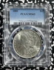 1881 U.S. $1 Morgan Dollar PCGS MS63 Lot#G560 Silver! Choice UNC!