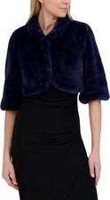Laundry Shelli Segal womens Faux Fur Shrug Cropped Evening Wrap Soft XL MIDNIGHT