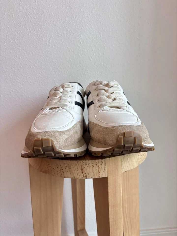 VERONICA BEARD Womens Valentina Sneaker Size 9 Leather Trainer White Black - Image 3 of 4