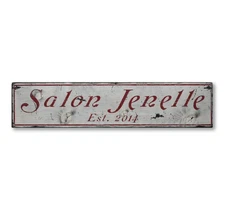 Custom Salon w/ Established Date Sign - Rustic Hand Made Vintage Wood