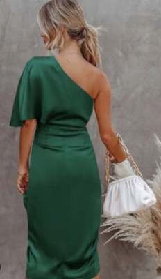 Cupshe Green Women's Dress One Shoulder Fitted Boujee Party Outfit-Sz Medium NWT