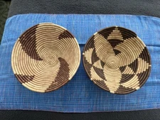 African Art Woven Coil Baskets Pair
