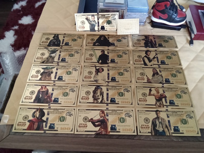 KL Star Wars Gold Banknote Set w/ Certificate   Darth Vader, Yoda, Luke