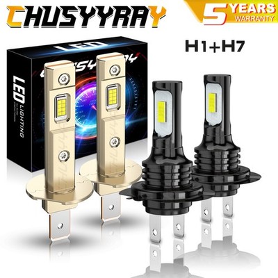 4pcs H1 H7 10000K Combo LED Headlight High Low Beam Bulbs Kit Super Bright White