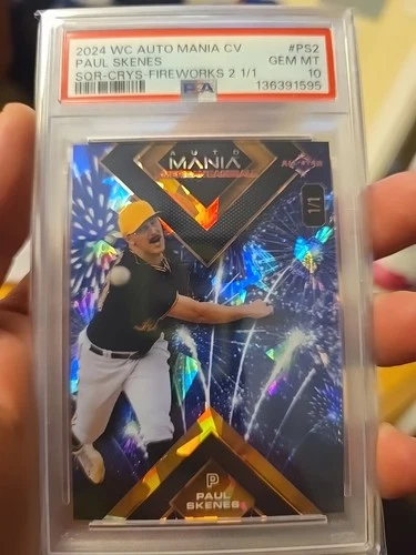 2024 Wild Card Auto Mania Fireworks 2 Paul Skenes 1/1 PSA 10 Pirates #PS2