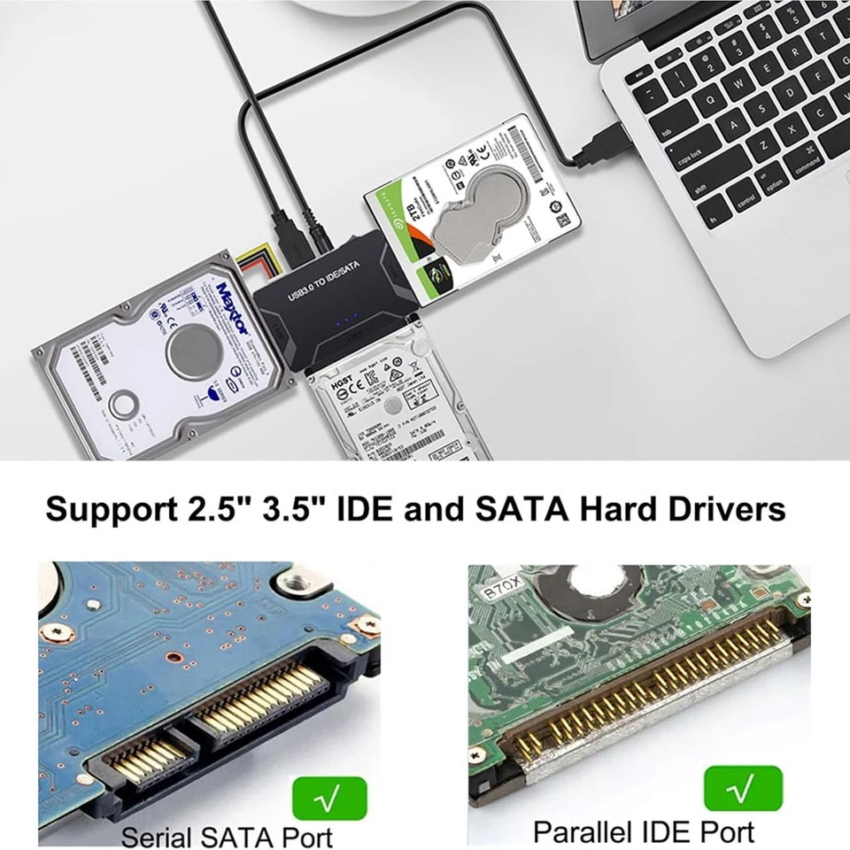 USB 3.0 to IDE/SATA 2.5"/3.5" SATA/IDE/SSD Hard Drive Storage Converter Adapter - Image 3 of 4