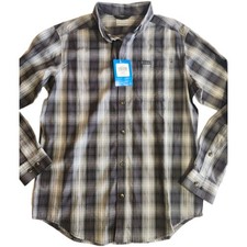 Columbia Long Sleeve Shirt, Men's Gray Plaid Rapid Rivers II Small - New