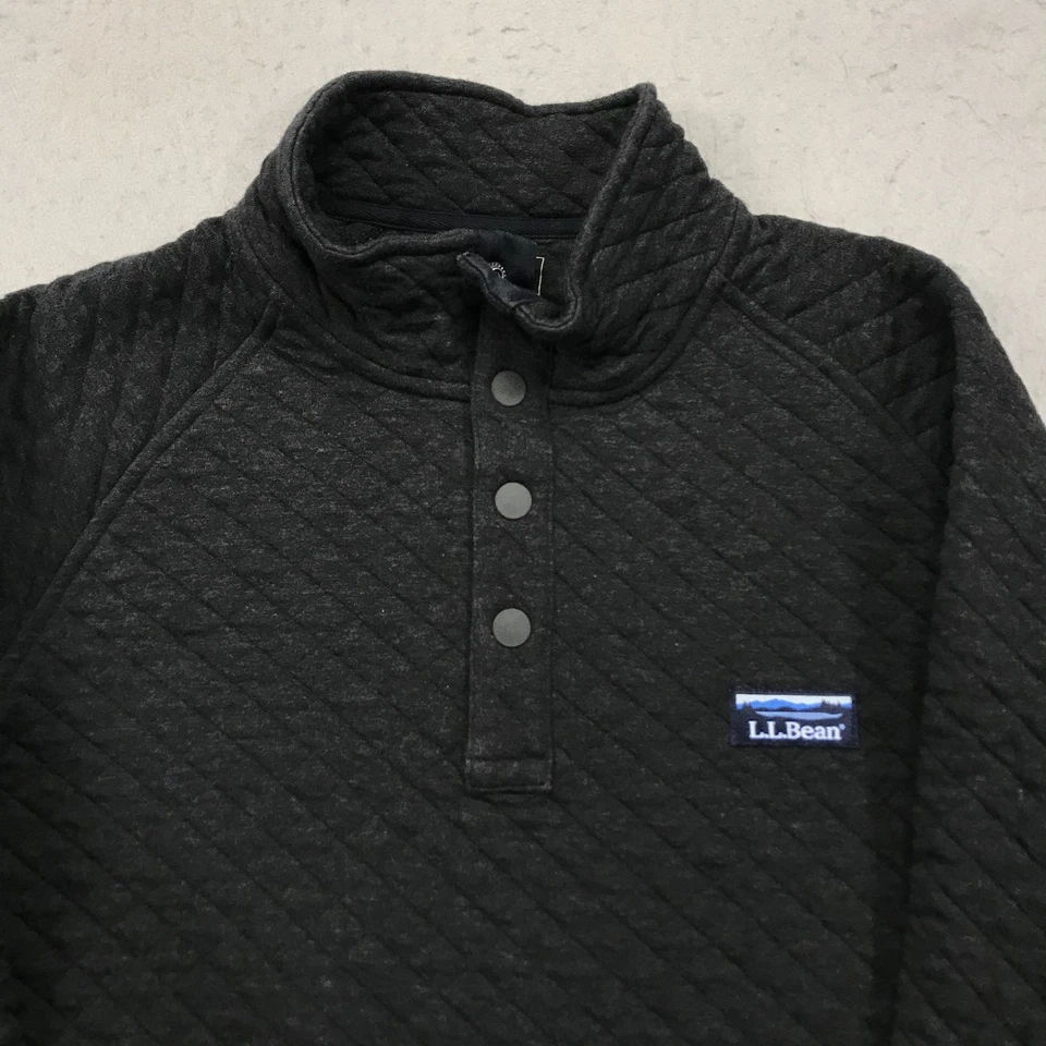 Chaqueta LL Bean Para Hombres Gris Medio Acolchada Snap T Pullover Mezcla de Algodón Informal Logo Foto 2 de 4