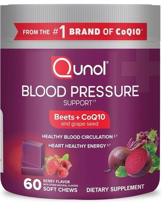 Qunol Blood Pressure Support, 3 in 1 Beets + CoQ10 + Grape Seed Extract, Beet Ro