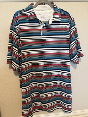 MENS BOBBY JONES X-H2O SHORT SLEEVE BRIGHT STRIPED POLO GOLF SHIRT SIZE XL