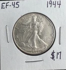 1944 Walking Liberty Half Dollar 50C 90% Silver WWII US Coin Strong Detail