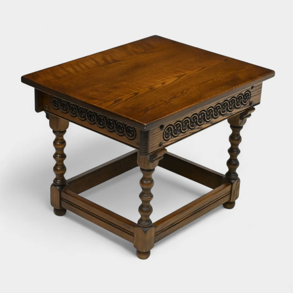 Old Charm Side Table Lamp Table Light Oak Bobbin Turned Legs FREE UK Delivery - Image 4 of 4