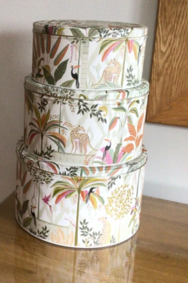 Sara Miller Palm Garden Set of 3 Round Cake Tins - RRP £45.00