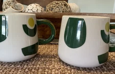 Retro Tabitha Brown Avocado Green Yellow Abstract Ceramic Coffee Tea Mugs