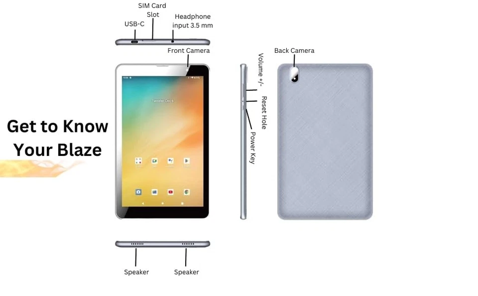 Azpen 8" LTE Tablet Android 12 3GB/32GB Unlocked (T-Mobile/AT&T) - Image 3 of 4