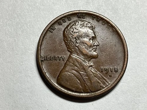 1918 D Lincoln Wheat Cent Good Details but Rim Ding 6:00 Obverse #2