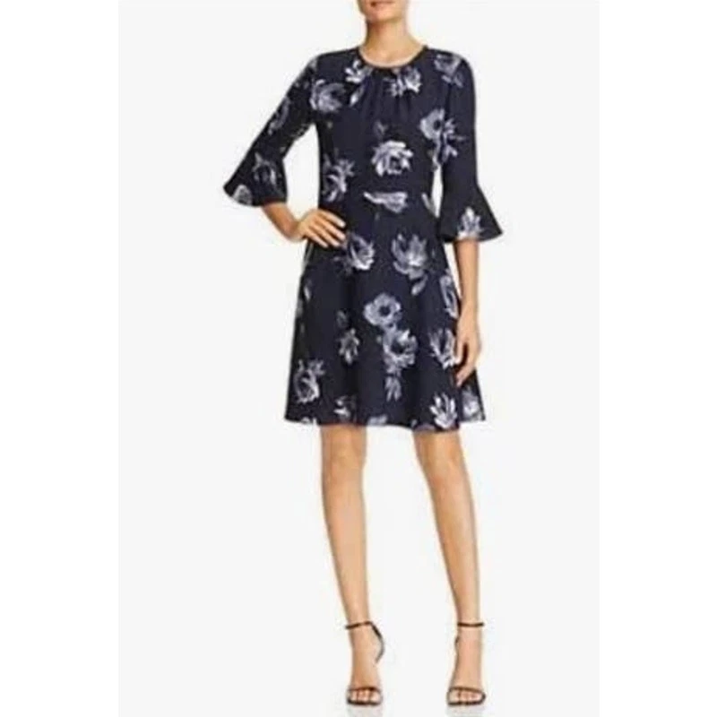 Abito donna Kate Spade New York rosa notte taglia 0 blu navy rosedew floreale crepe