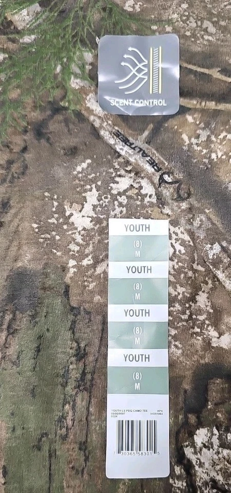 Realtree Youth APX Camo Scent Control Long Sleeve T-Shirt M (8) NWT - Image 4 of 4