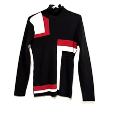 90s Cross Knit Sweater Woman’s L Geometric Turtleneck Henley Goth Grandma Core