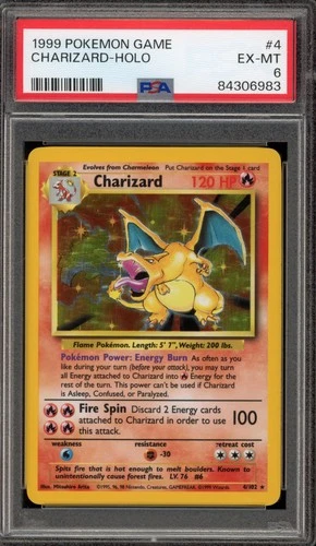 Pokemon Charizard Base Set Unlimited Holo Rare #4 PSA 6