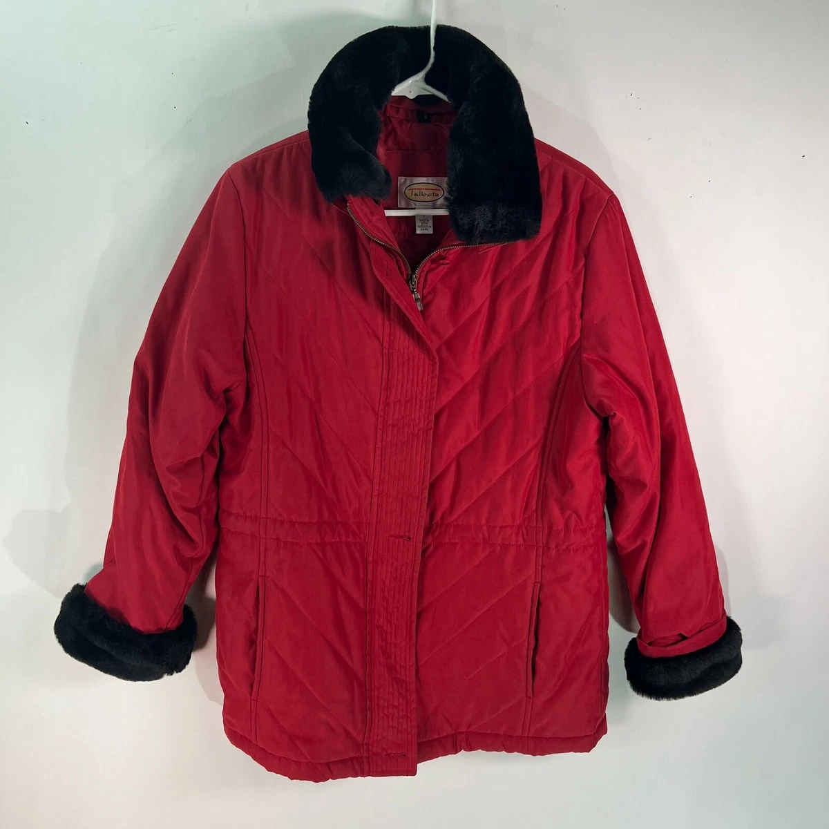 Talbot Womens Bodywarmer Faux Fur Trim Full Zip Red Winter Jacket