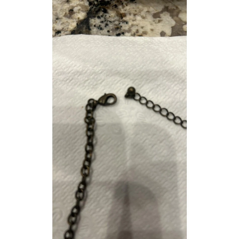 JS4 Avon Necklace Earring Set Opalescent Moonstone Lariat Brass Tone  - Image 4 of 4