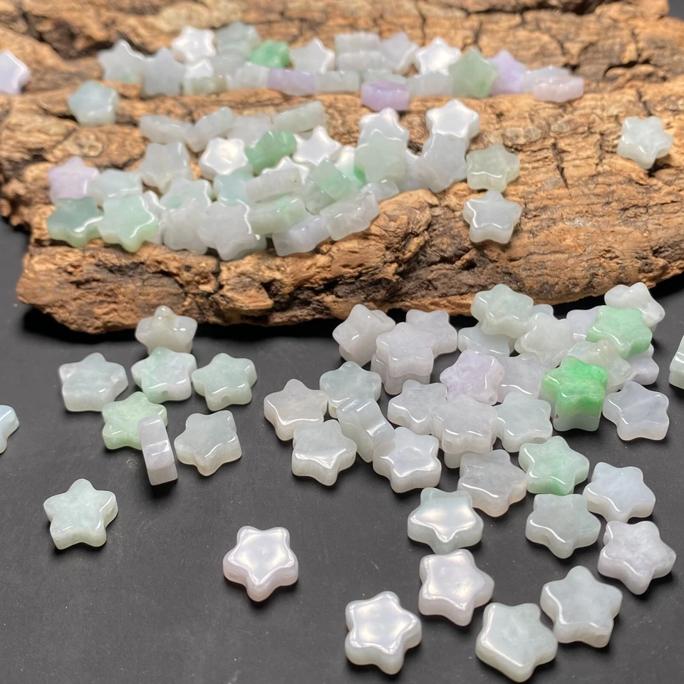 Star Natural Grade A Green Jade ICE Burma Jadeite Beads DIY earrings  - Изображение 2 из 4