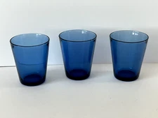 Vereco France Blue Juice Glasses Tumblers #11 3 1/2” Set of 3
