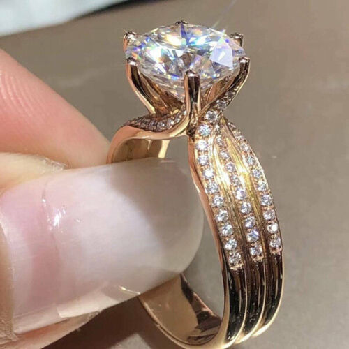 Elegant Ladies Women White Zircon Ring Party Romantic Love Engagement Rings - Picture 11 of 15