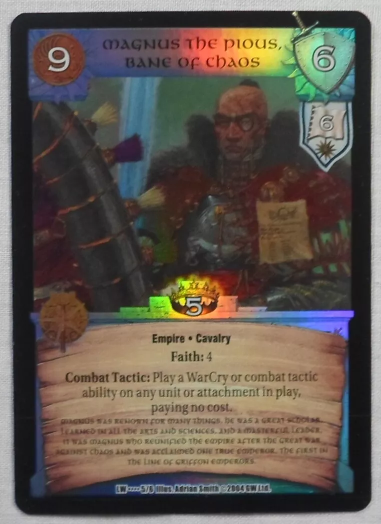 GAMES WORKSHOP WARHAMMER GAME MAGNUS THE PIOUS BANE OF CHAOS FOIL SINGLE  CARD