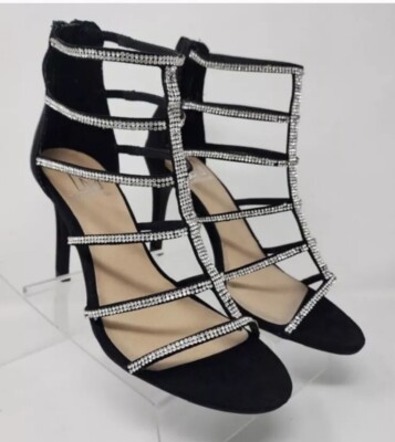 Material Girl Embellished Heels Womens Black Raissa Suede