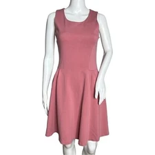 Bar III Dress Womens Large Pink Fit & Flare Mini Skater Barbie Preppy Neutral
