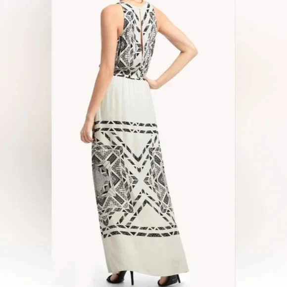 Maxi Vestido Ella Moss Hopelux Blanco Mameluco Tribal S Pequeño $258 Nuevo con Etiquetas Foto 2 de 4